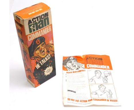 Palitoy Action Man EMPTY Talking Commander box, includes original leaflet. Condition is Fair Plus (some discolour and minor s