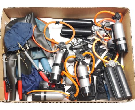 Palitoy Action Man vintage diving related clothing/accessories to include various part outfits, breathing apparatus, harpoon 