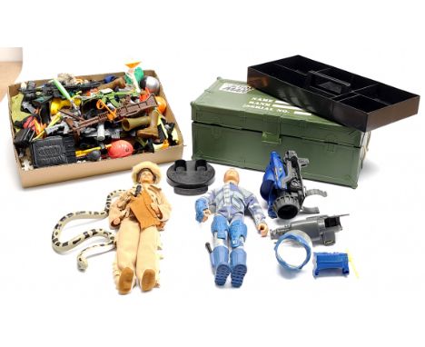 Hasbro modern Action Man, loose figure in Space Commando outfit, part uniforms, weapons, dog tags, plus others, ammo/kit stor