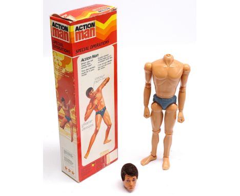 Palitoy Action Man vintage Special Operations Figure, flock hair, Eagle-Eyes, gripping hands, head is detached (some scuffs o