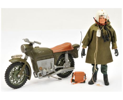 Action Man Vintage pair includes (1) loose Palitoy flock head figure dressed as motorcycle rider - not checked for completene