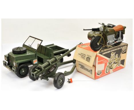 Palitoy/Cherilea Action Man Vintage group of vehicles including (1) unboxed 34713 Land Rover - with fold-down windscreen, spa