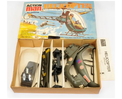 Palitoy Action Man Vintage 34714 Helicopter with realistic rotor action and working winch - plastic snap together parts, deca
