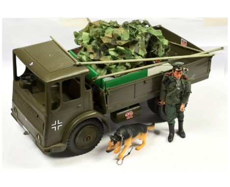 Action Man Vintage group includes (1) loose Palitoy flock head, eagle-eye, blue pants figure in German Officer Outfit - not c