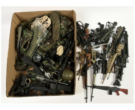 21st Century Toys (or similar), a mixed group of 1/6th scale accessories, including part uniforms, boots, weapons, belts, plu