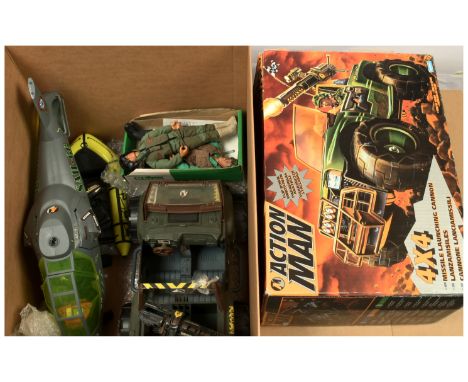 Hasbro modern Action Man group including (1) x 2 dressed figures, (2) 4X4 vehicle with missile firing cannon (not tested) - w