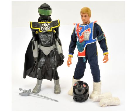 Palitoy Action Man Vintage pair (1) flock head figure in Space Ranger outfit with jumpsuit, bib, helmet, gun, gloves, boots -