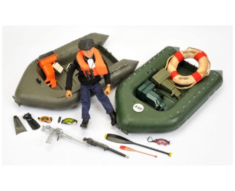 Palitoy Action Man Vintage group includes (1) loose flock head dressed figure - not checked for completeness, (2) 2 x unboxed