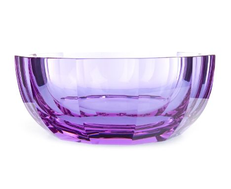 ASPREY OF LONDON AMETHYST FRUIT BOWL, the faceted circular bowl signed to base, 28cm wide, contained in original box with bag