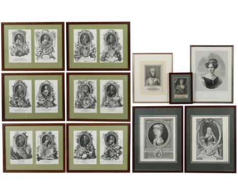 Grafiker des 18./19. Jh.Konvolut Portraits adeliger Personen, 17-tlg., Peter III, Catharina Alexiewna, Fridericus, Sophia Car