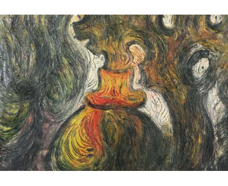 Mahler, SeppWurzach 1901 - 1975 Wangen i.A., stud. an der Akad. in Stuttgart. "Der Wanderer", abstrahierte Landschaft mit Rüc