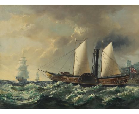 Collins, R. (?)Marinemaler der 1. Hälfte des 20. Jh.. "Segelschiff Britannia", Blick auf den Zweimaster auf stürmischer See, 