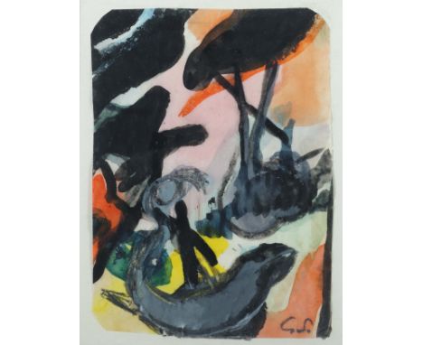 Schleicher, GustavStuttgart 1887 - 1973, Maler, enge Verbindung zum Hölzel-Kreis. "Meran", abstrahierte Sommerlandschaft, unt