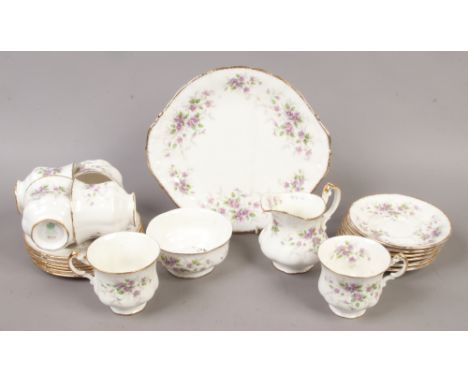 A Paragon six place tea service decorated with flowers in the Malandi design, 21 pieces.