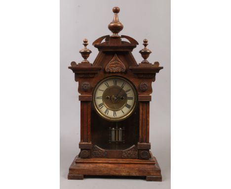 An oak cased HAC 1 day alarm clock Hambury American Clock Company.