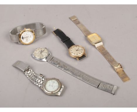 Five gents wristwatches; four bracelet examples including Timex, Sekonda, Seiko and Accurist.