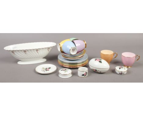 A collection of ceramics to include Paragon bone china cups and saucers, Wedgwood Hattaway Rose pattern etc.