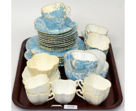 A Wileman & Foley part teaset circa 1890 comprising eight cups, ten saucers, sandwich plate, five side plates and a bowl; tog