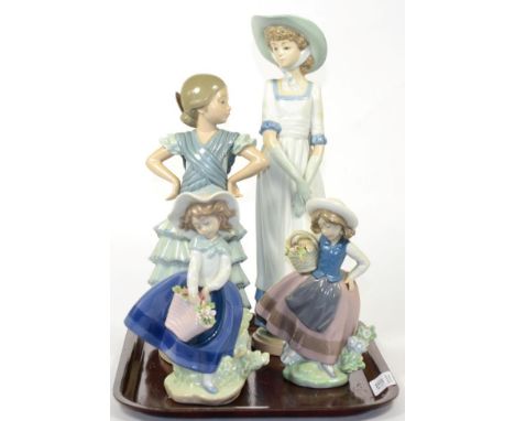 Three Lladro figures and a Nao figure (4) 