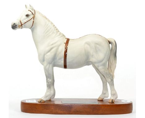 Beswick Connoisseur Welsh Mountain Stallion ''Gredington Simwnt'', model No. 2541A, light grey matt, on wooden plinthIn good 