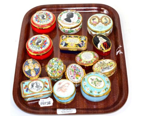 A group of fourteen Royal Commemorative and other Halcyon Days enamel boxes, and further enamel boxes by other makers 