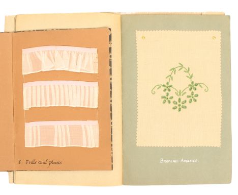 Two educational sample books, the first inscribed to the inner cover in ink _Ž£These specimens were made with the attachments