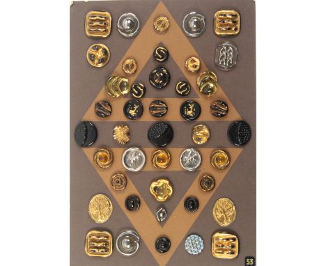 Buttons - Lucie Rie and Fritz Lampl, glass, 43, various forms, largest, 3.5cm  (43)
