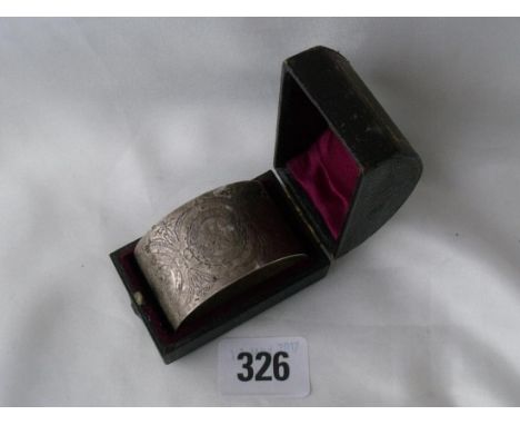 A boxed D shaped bright cut napkin ring Lon 1893 by  TG 30g        