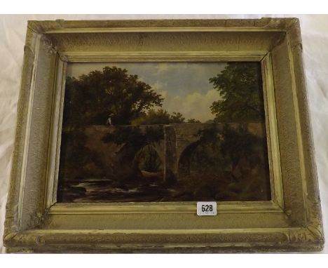 F. R. Lee – Figure on Fingle Bridge – on board  10” x 14”        