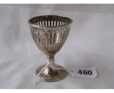George III egg cup with beaded rims 3” high Lon 1781  by R Hennell 48g       