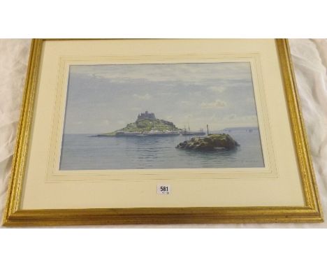 Ernest R. Fox – St Michaels Mount at high tide  12” x 20” signed       