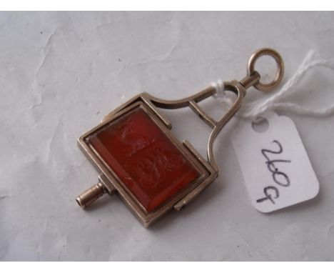 Antique gold swivel seal & watch key with  Cornelian intaglio       