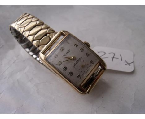 9ct gents Rotary tank cased wrist watch    