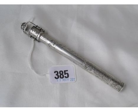 A thermometer holder well scroll engraved 5.5”  long by SM Co 20g       