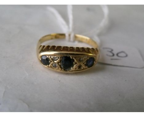 An 18ct gold sapphire & diamond ring 3.8g  approx size'O'        