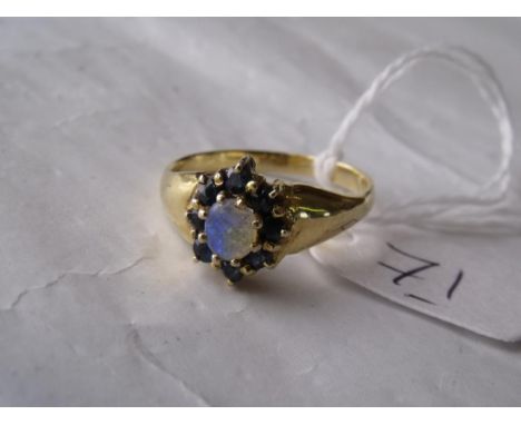 18ct gold opal & sapphire cluster ring 3.8g approx  size  'O'        