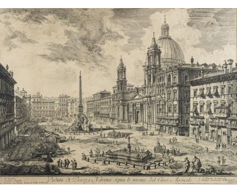 Giovanni Battista Piranesi (Italian, 1720-1778) -Veduta di Piazza Navona sopra le rovine del Circo Agonale-Etching on laid pa