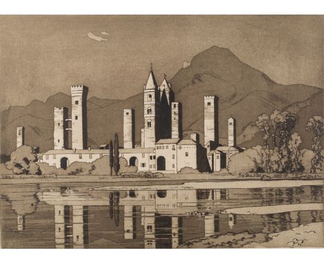 *Sir Claude Francis Barry (British, 1883-1970) - Albenga - Etching with aquatint - 25.5 x 35cm - 36.5 x 50cm framed - Signed 
