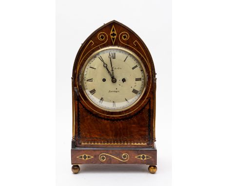 John Peterkin, London a mahogany brass inlaid Regency bracket clock the eight-day duration, chain double-fusee five-pillar mo