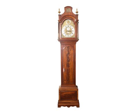 James Greene, London a mahogany pagoda top longcase clock having an eight-day duration, five-pillar movement striking the hou