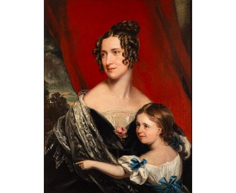 British School, 19th Century -Portrait of Maria Brown, wife of William Brown, with their daughter Maria, circa 1830s -Oil on 