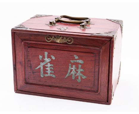 A Chad Valley Mah Jong set in Chinese style with five drawers containing composition and bone counters and dice, with origina