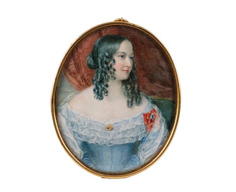 Mr Walker (British, 19th Century) apparently after William Charles Ross RA (British, 1794-1860) -Portrait miniature of Sarah 