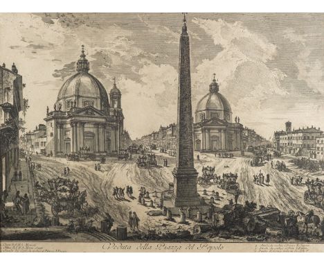 Giovanni Battista Piranesi (Italian, 1720-1778) -Veduta della Piazza del Popolo -Etching on laid paper -40 x 54cm - 62 x 77cm