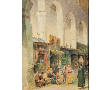 Charles Robertson A.R.W.S. (British, 1844-1891) -Eastern scene at a market -Watercolour -53.5 x 40cm - 58.5 x 45.5cm framed -