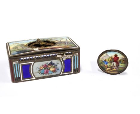 Early 20th century singing bird automaton box,  in the manner of Karl Griesbaum, with some losses to the enamel and in need o