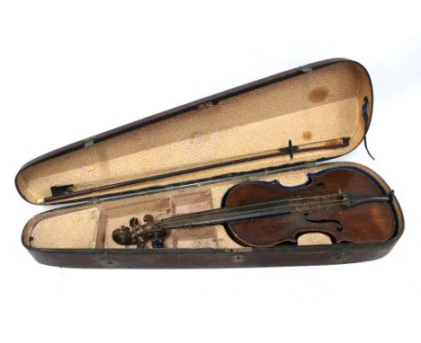 Violin and bow in case, 59cm