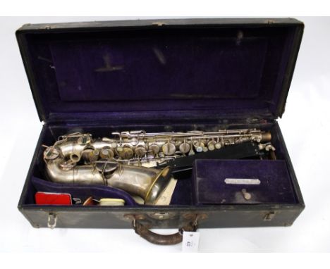 Buescher True Tone Alto Saxophone, circa 1920's, serial number 219126,  in a fitted case