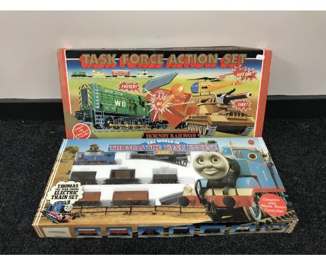 A boxed Hornby Railways task force action set and a boxed Hornby The world of Thomas The Tank Engine 