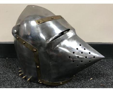 A reproduction medieval style helmet